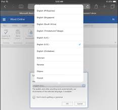 Changing The Proofing Language In Word Online Using Ios Microsoft Community