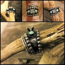 Custom Western Engagement Ring Wedding Band With Arrows Turquoise Soli Western Wedding Rings White Gold Engagement Rings Vintage White Gold Vintage Rings