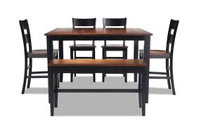 Dazzling espresso small dining room sets with black vinyl dining via rustic dining room tables with benches via tektune.info. Blake Cherry Black 6 Piece Counter Set With Storage Bench Bob S Discount Furniture