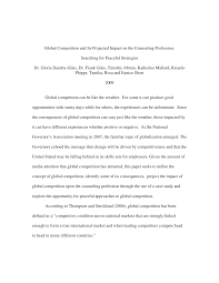 Global Competition and Its Projected Impact