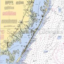New Jersey Barnegat Bay Nautical Chart Decor Tropical