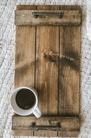 Modern Rustic Wood Tray With Metal Handles Rustic Serving Trays Rustic Tray Wood Diy