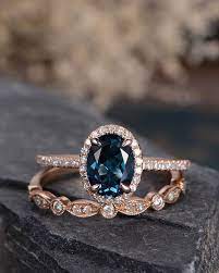 London Blue Topaz Wedding Ring Set Rose Gold Engagement Ring Bridal Sets Weddi London Blue Topaz Engagement Rings Blue Topaz Engagement Ring Topaz Wedding Ring