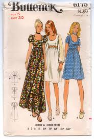 1970 S Butterick One Piece Maxi Dress With Long Or Puff Sleeves Pattern Bust 30 Uc Ff No 61 Butterick Dress Patterns Fashion Empire Waist Dress Pattern
