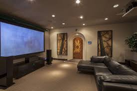 Living Room With Projector And Projector Screen In Ceiling Tv Behind Screen Living Room Theaters Small Home Theaters Home Theater Seating
