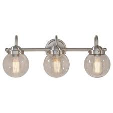 Dsi Lighting Olivia 3 Light Brushed Nickel Bath Light With Glass Globe Shades Ds17959 The Home Depot Bath Light Glass Globe Modern Vanity Lighting
