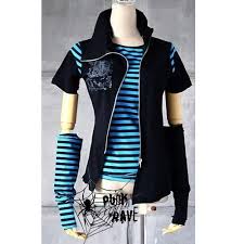 Black And Blue Outfits I Found Black And Blue Stripe Cyber Goth Punk Emo Clothes Jackets Sku 11401102 On Wish Check It Out Clothes Punk Outfits Fashion