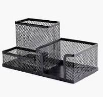 Wholesale Black Mesh Metal Pen and Pencil Holder with 3 Compartments Desk  Organizer for School and Home-Office Storage Caddy