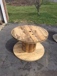 Up Cycled Wood Spool Serving Table Wood Spool Spool Tables Old Wood Table