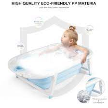 Fill the tub (on top of the shred) with rubber ducks, bath products, washcloths, or any other bathroom accessories that you'd like to gift. Fascol Foldable Baby Bathtub Children S Bath With Safety Bath Seat And Drain Plug Length 82 Cm 0 36 Months Light Blue Amazon De Baby Products