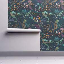 Mermaid Music Wallpaper Panels Peel And Stick Wallpaper Mermaid Wallpapers