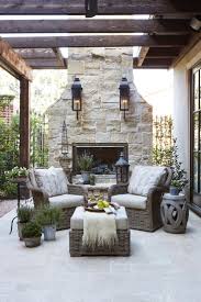 Country French Loggias Outdoor Fireplace Backyard Patio