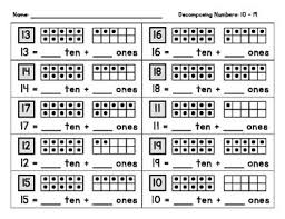 Decomposing Numbers 11 19 Decomposing Numbers Decomposing Numbers Kindergarten Tens And Ones