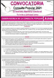 El consejero presidente del instituto nacional electoral (ine), lorenzo córdova, informó que este órgano ya alista los preparativos para abrir la convocatoria de la consulta popular contra expresidentes, para el próximo 15 de julio. Participa Como Observadora Or De La Consulta Popular Central Electoral