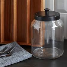 White kitchen canisters & jars. Glass Canisters With Matte Black Lids The Container Store