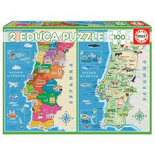 Standard 29.50 € plastificado velleda 79.50 € emoldurado + base cortiça 349.50 € emoldurado + base magnético 349.50 € standard + logo. Comprar Educa Puzzle 2x100 Mapa Fisico Distritos Portugal De Educa Loja Online Brinquedos