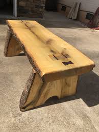 Poplar Live Edge Slab Bench With Butterfly Diy Bench Outdoor Wood Bench Outdoor Live Edge Wood Furniture