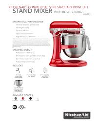 The kitchenaid kfe5t flex edge beater is a coated metal beater with flexible edge for greater scraping performance and thorough, faster ingredient incorporation. Kitchenaid Commercial Series 8 Quart Bowl Lift Stand Mixer With Manualzz