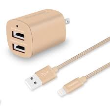 Amazon Com Tranesca Compatible Dual Usb Wall Charger With 6ft Mfi Lighting Charging Cable For Iphone X Iphone 8 8 Plus Iphone 7 7 Plus Iphone 6 Ipad Ipad Pro And More Gold