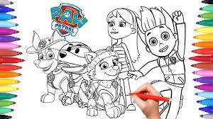 Have you meet everest yet on paw patrol? Paw Patrol Coloring Book How To Draw Paw Pups For Kids Everest Tracker Katie Ryder Robo Dog Youtube