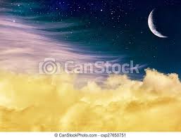 We've gathered more than 5 million images uploaded by our users and sorted them by the most popular ones. Fantasy Moon And Clouds Soft Yellow And Pink Clouds With A Crescent Moon And Stars At Night This Fantasy Image Displays A Canstock
