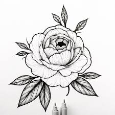 Peony Rose Design For April Illustration Pen Sketckbook Drawing Micron Micronpen Linework Dotworker Dotworktat Flower Drawing Micron Pen Art Tattoos