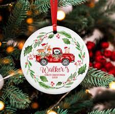 Woodland Baby First Christmas Ornament Personalized Baby Etsy