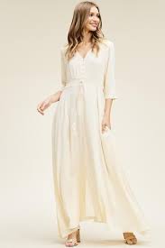 We Love This Gorgeous Boho Style Maxi Dress Flowy Sleeve And Button Up Front Give It A Relaxed Vibe While The Cream Maxi Dress Bohemian Maxi Dress Maxi Dress