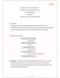 Revision Notes Class 11 Accountancy Chapter 1 Part 1 Revision Notes Chapter Revision