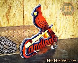 Stl Cardinals Birds On The Bat St Louis Cardinals Bird And Bat Logo 3d Metal Artwork Metal Artwork Cardinal Birds 3d Metal