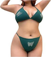 Women Swimsuit Plus Size 2 Piece Sexy Butterfly Bikini Set High Waisted  Thong Fashion Swimsuit Butterfly Beachwear Green XXX-Large, Green :  Amazon.de: Fashion