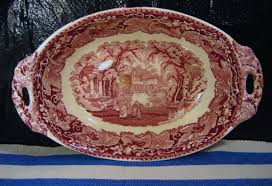 Mason S Vista Ironstone Red Pink Toile Transferware Vintage Bowl 10 1 2 Ebay Transferware Blue Transferware Red