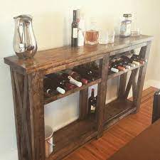 Rustic X Console Mod Our Signature Refined Rustics Console Table With A Wine Rustic Console Tables Rustic Consoles Wine Rack Table