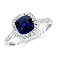 Perfect Cushion Blue Sapphire Halo Ring Sapphire Engagement Ring Blue Sapphire Diamond Wedding Ring Blue Sapphire Engagement Ring Halo