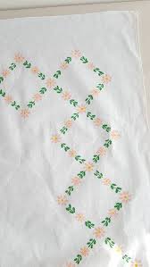 Vintage Paint Embroidered Tablecloth Luncheon Table Cloth Etsy Hand Embroidery Videos Embroidery Neck Designs Flower Embroidery Designs