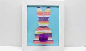 Use different colors or patterns of paper for added fun. Torn Paper Strip Easter Bunny With Free Printable The Craft At Home Family