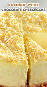 A dazzling dessert with bourbon biscuit base, caramel layer, creamy coconut topping and banana toffee. Coconut White Chocolate Cheesecake