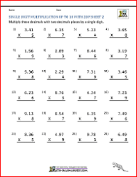 Multiplying decimals worksheet year 7. Decimal Multiplication Worksheet 5th Grade