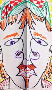 Good First Project Name Reflection Creatures Could Be Bugs Or Any Chosen Topic Fold Paper In Half Draw Nam Reflection Art Visual Art Teacher Elements Of Art