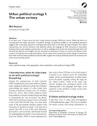 Check spelling or type a new query. Pdf Urban Political Ecology I