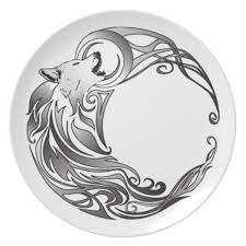 Tribal Wolf Shaded Melamine Plate Zazzle Com Wolf And Moon Tattoo Tribal Wolf Tribal Wolf Tattoo