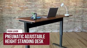 A space saving home office furniture with an ergonomic appeal, the working height should be adjusted to make it function as a sit and stand desk. Pneumatic Adjustable Height Standing Desk