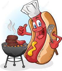 Bbq grill party flat vector illustration, cartoon summer outdoor cookout picnic collection with barbecue equipment. Hot Dog Cartoon Character Grilling Burgers Outside Royalty Free Cliparts Vectors And Stock Illustration Image 20992167