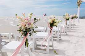 Elegant Blush Pink And White Florida Destination Wedding Hilton Clearwater Beach Beach Wedding Aisles Outdoor Beach Wedding Ceremony Wedding Aisle Decorations