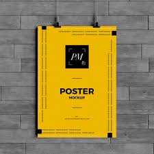 Free Hanging Over Wall Poster Mockup Psd 600 Poster Mockup Poster Mockup Psd Hanging Posters