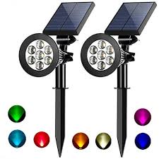 4 solar led bright deck lights outdoor garden patio railing decks path lighting. Solar Spotlights Outdoor 7 Led Multi Color Solar Garden Lights For The Patio Law Garden Changing Fixed Color 2 Pack Buy Online In Bahamas At Bahamas Desertcart Com Productid 62636715