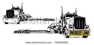 Lowboy Trailer Vector Illustration Big Rig Trucks Semi Trailer Truck Peterbilt Trucks