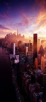 Nyc Sunset Iphone Wallpaper Fotografi Kota Pemandangan Khayalan Latar Belakang