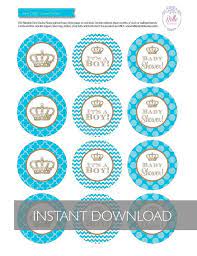 Cupcake Toppers Baby Shower Crown Theme Diy By Belleprintables 6 00 Baby Shower Cupcake Toppers Baby Shower Cupcake Toppers