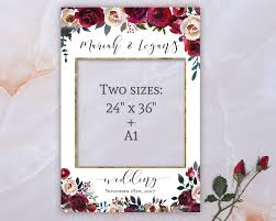 Wedding Photo Booth Frame Editable Photo Frame Printable Burgundy Pearl Watercolor Floral Photo Prop Frame Template Mp04 Photo Frame Prop Wedding Frames Framed Wedding Photos